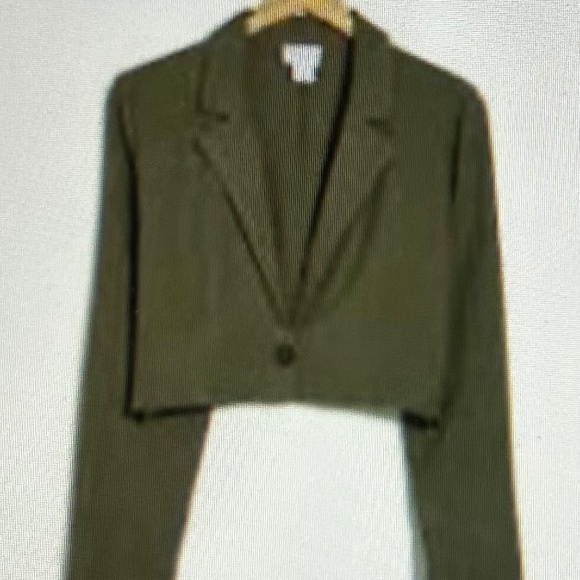 NWT Melrose Market Small Linen Crop Jacket Olive Green - Picture 1 of 2